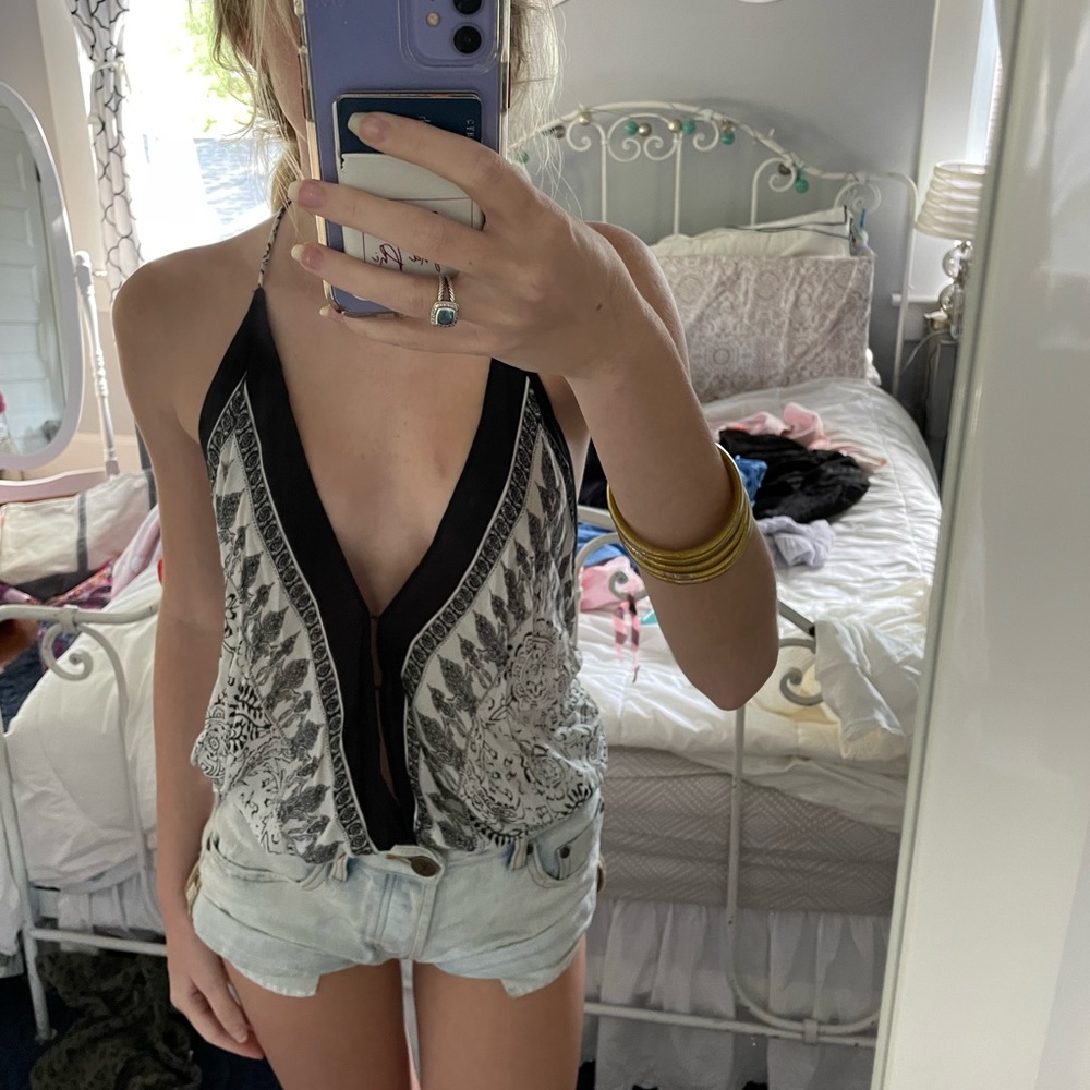 Free people backless halter bodysuit